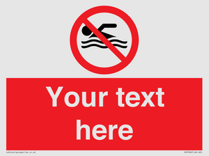 Custom No swimming prohibition Sign